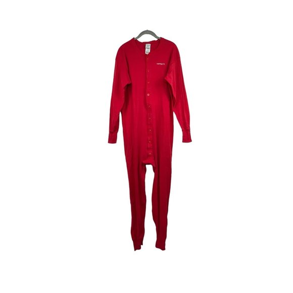 Carhartt Men s Long Johns Union Suit Pajamas Size 2XL Red Underwear Socks